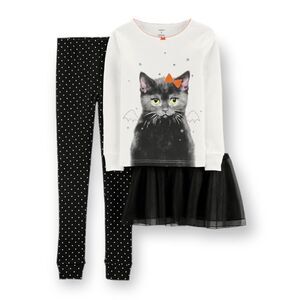 NWT Carter's Halloween Tutu Cat Snug Fit Cotton Top & Bottoms Pajama Set